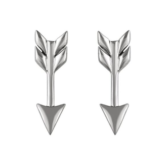 5mm x 17mm (5/8 Inch) 14k White Gold Small Arrow Post Earrings - Picture 2 of 4
